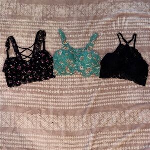 Victoria's Secret Floral and Lace Bra Set - Black, Teal, Black